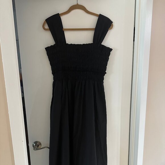 Club Monaco Cotton Smocked Bodice Maxi Dress NWT Size L - Picture 2 of 9